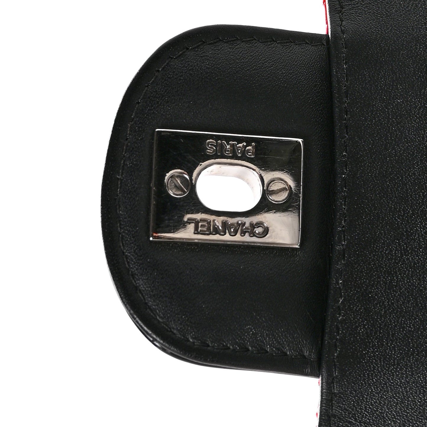 Patent Calfskin Quilted Bi-Color Medium Double Flap Black Red