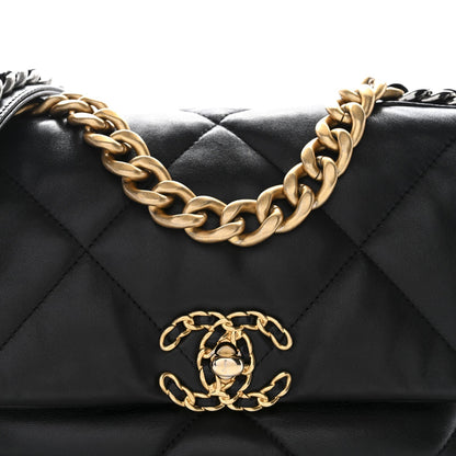 Lambskin Quilted Medium Chanel 19 Flap Black