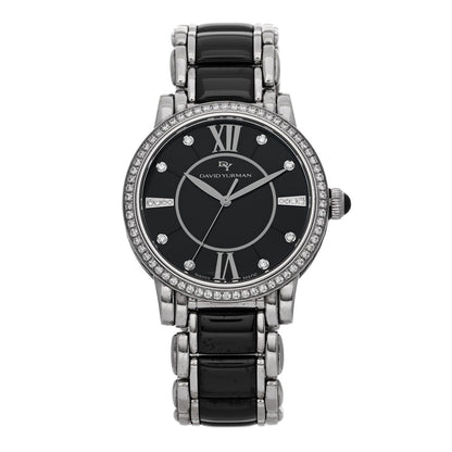 Stainless Steel Ceramic Diamond Bezel 38mm Classic Quartz Watch Black
