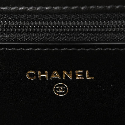 Lambskin Quilted Chanel 19 Wallet On Chain WOC Black