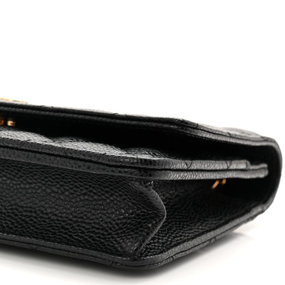 Caviar Quilted Wallet on Chain WOC Black