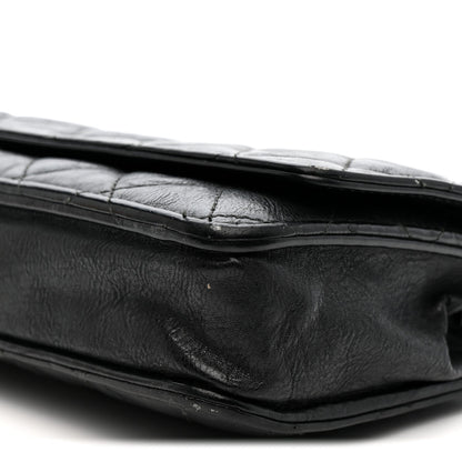 Crumpled Calfskin Quilted Wallet On Chain WOC So Black