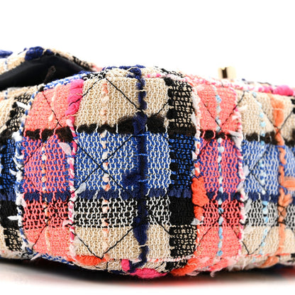 Tweed Quilted Mini Rectangular Flap Blue Orange Pink