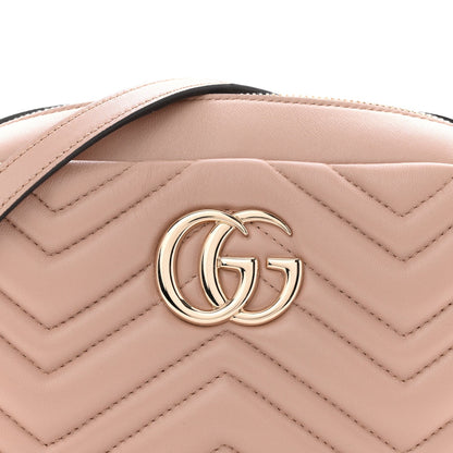 Calfskin Matelasse Small GG Marmont Camera Bag Pink Beige