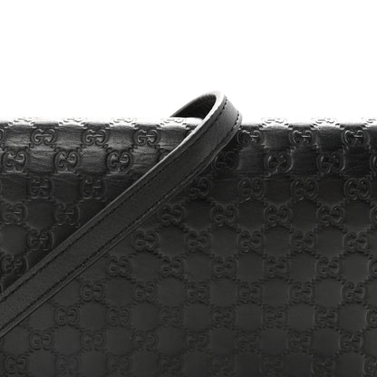 Microguccissima Crossbody Wallet Black