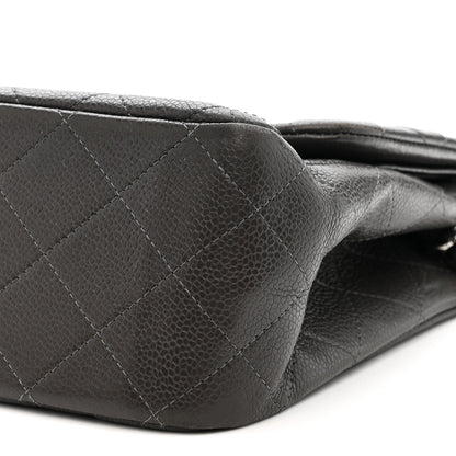 Caviar Quilted Jumbo Double Flap Grey