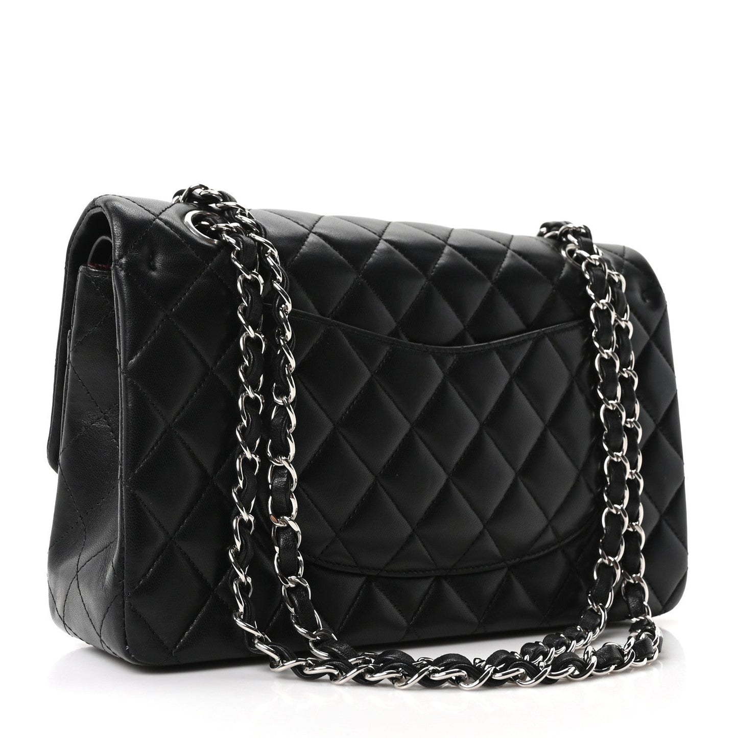 Lambskin Quilted Medium Double Flap Black