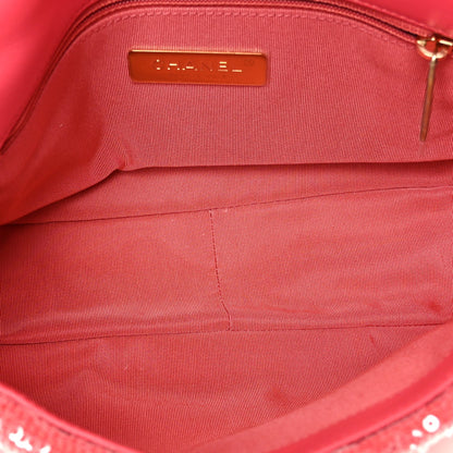 Sequin Quilted Medium Chanel 19 Flap Coral