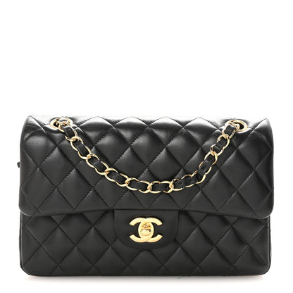 Lambskin Quilted Small Double Flap Black