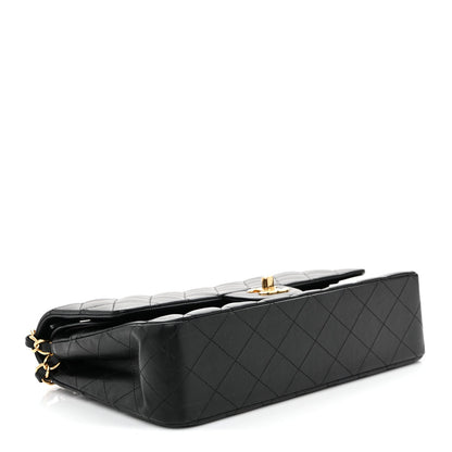 Lambskin Quilted Medium Double Flap Black