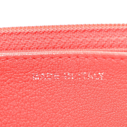 Grained Calfskin Quilted CC Box Wallet On Chain WOC Red