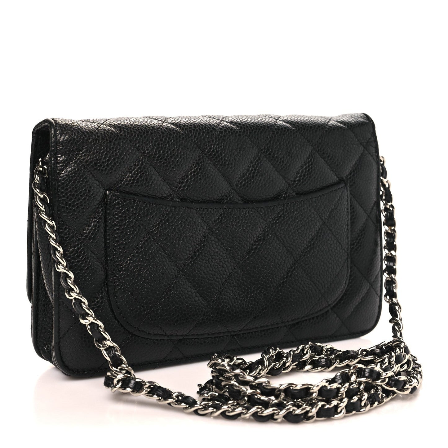Caviar Quilted Wallet on Chain WOC Black