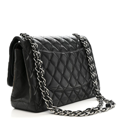 Lambskin Quilted Jumbo Double Flap Black