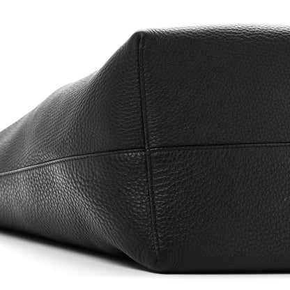 Grained Calfskin Medium N/S Hook Tote Black