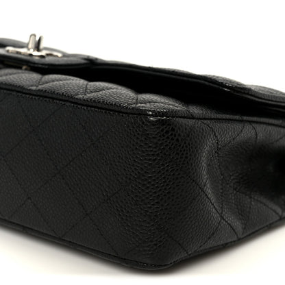 Caviar Quilted Medium Double Flap Black