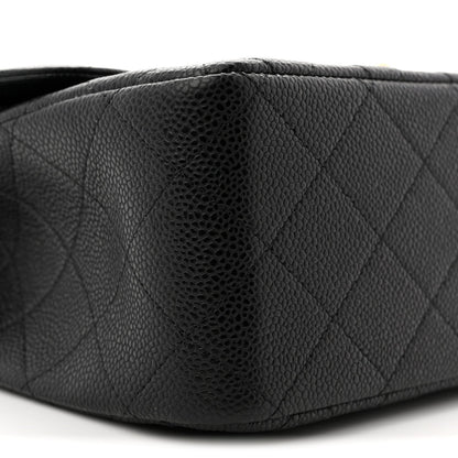 Caviar Quilted Jumbo Double Flap Black