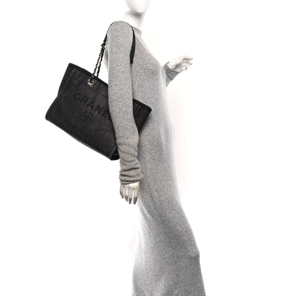 Mixed Fibers Calfskin Small Deauville Tote Black