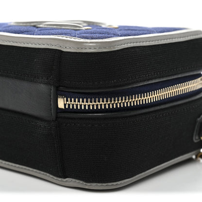 Jersey Quilted Small CC Filigree Vanity Case Blue Black Grey