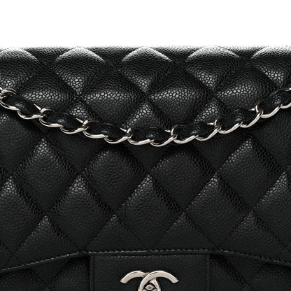 Caviar Quilted Jumbo Double Flap Black