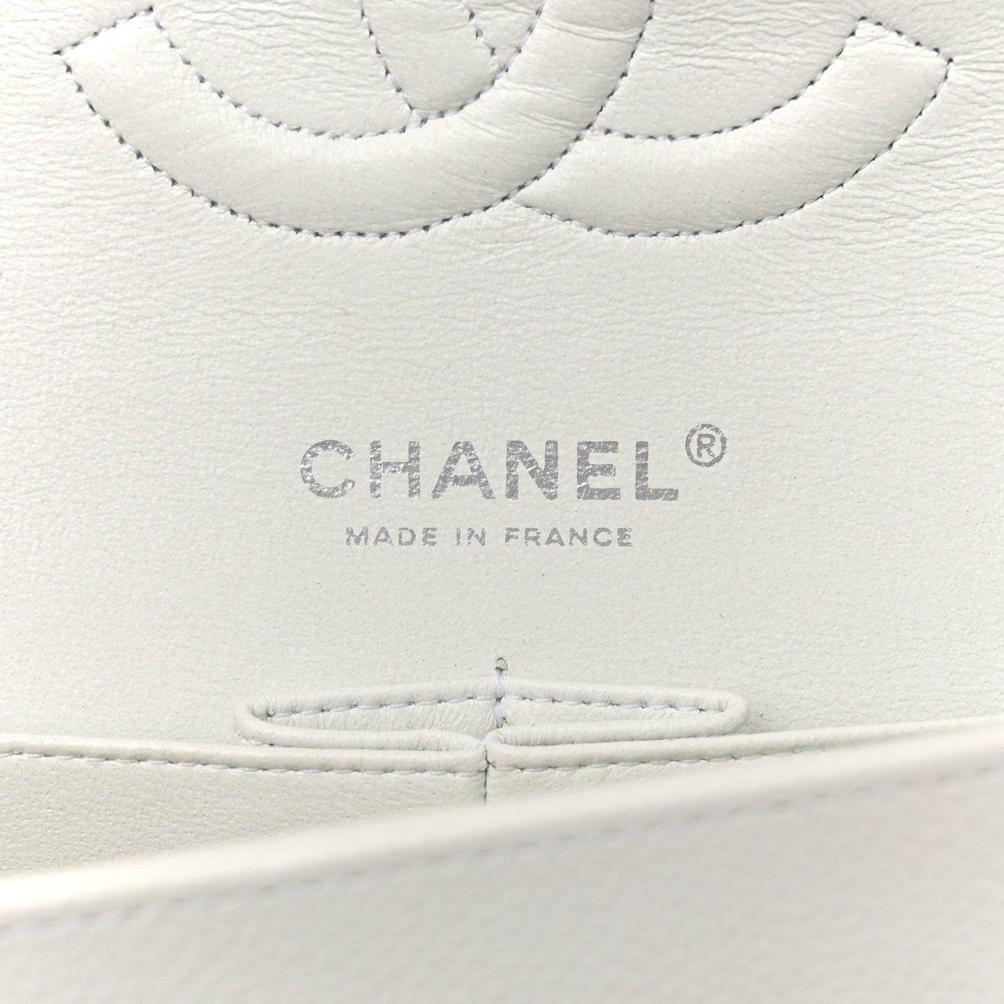 Caviar Quilted Medium Double Flap White