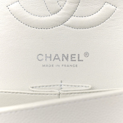 Caviar Quilted Medium Double Flap White