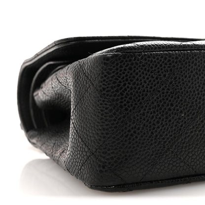 Caviar Quilted Medium Double Flap Black