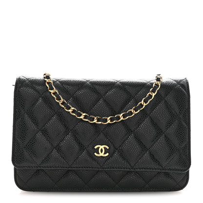 Caviar Quilted Wallet on Chain WOC Black