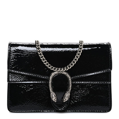 Crinkled Patent Mini Dionysus Shoulder Bag Black