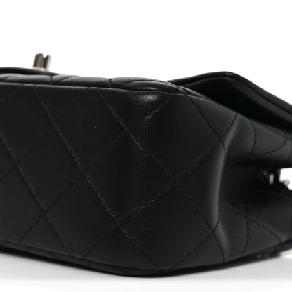 Lambskin Quilted Mini Rectangular Flap Black