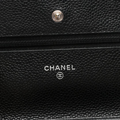 Caviar Quilted Wallet on Chain WOC Black