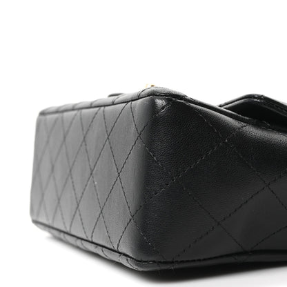 Lambskin Quilted Mini Rectangular Flap Black