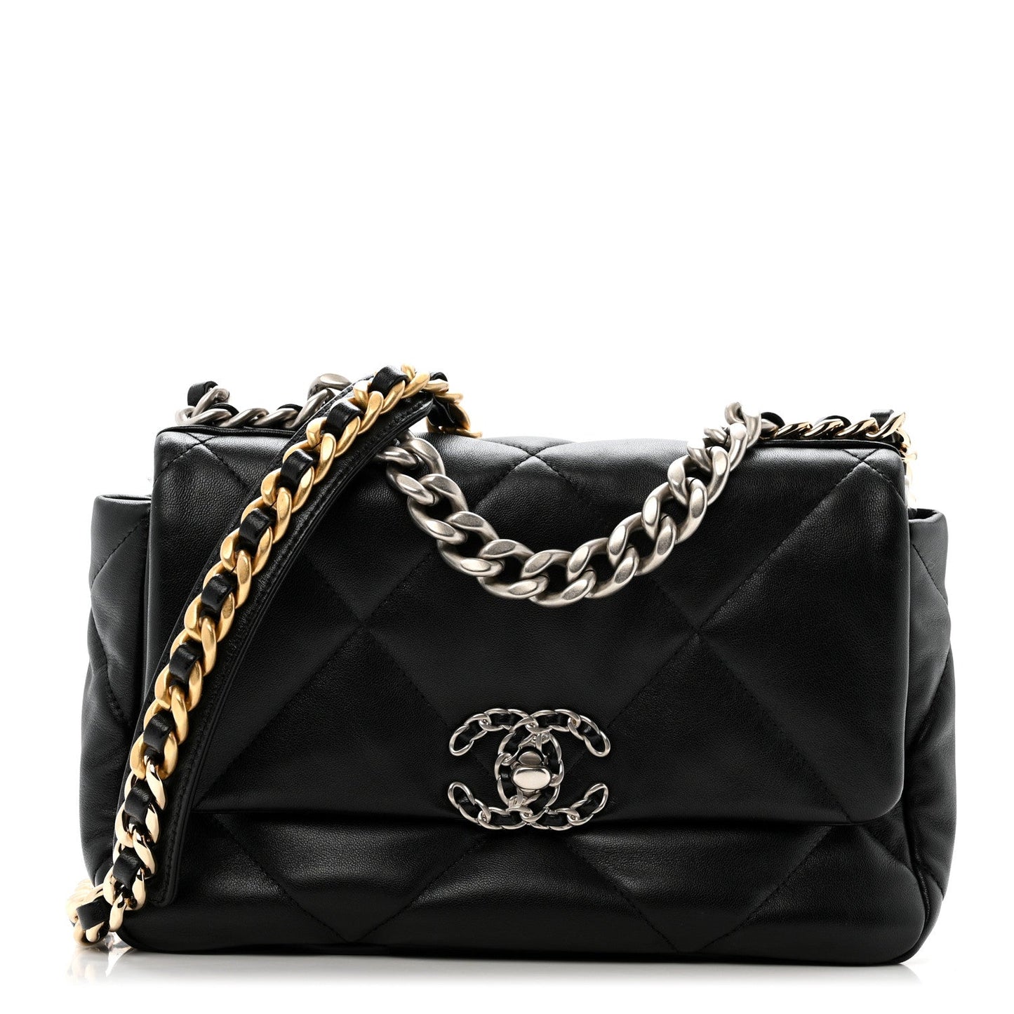 Lambskin Quilted Medium Chanel 19 Flap Black
