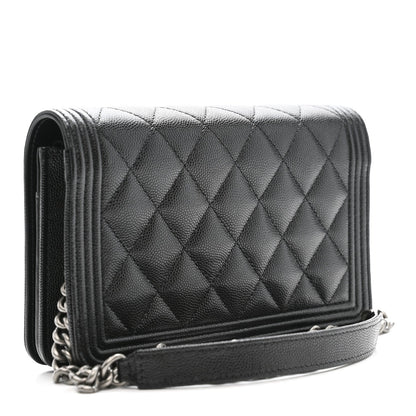 Caviar Quilted Boy Wallet On Chain WOC Black
