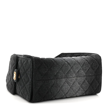 Washed Denim Quilted Small Chanel 25 Handbag Black