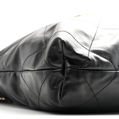 Shiny Calfskin Quilted Small Chanel 22 Black