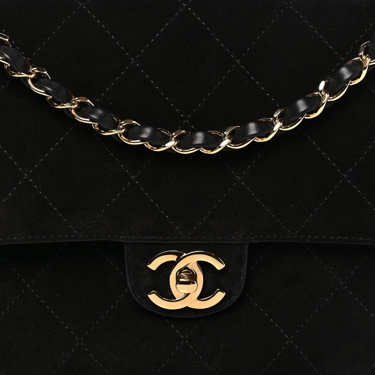 Suede Calfskin Small Souplissimo Maxi Flap Black