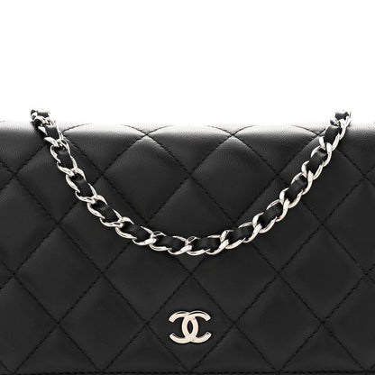 Lambskin Quilted Wallet On Chain WOC Black