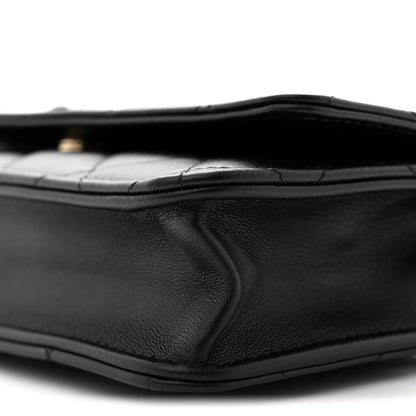 Lambskin Quilted Enamel CC Wallet On Chain WOC Black