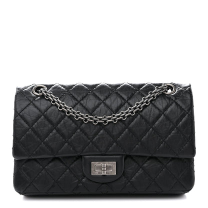 Aged Calfskin Quilted 2.55 Reissue 225 Flap Black