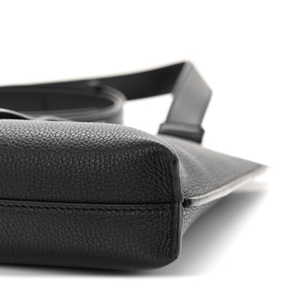 Soft Grained Calfskin Vertical T-Pocket Crossbody Bag Black
