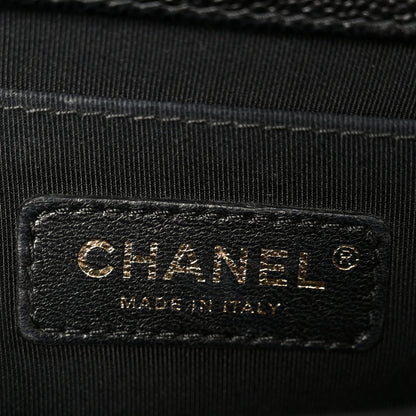 Caviar Chevron Quilted Medium Boy Flap Black