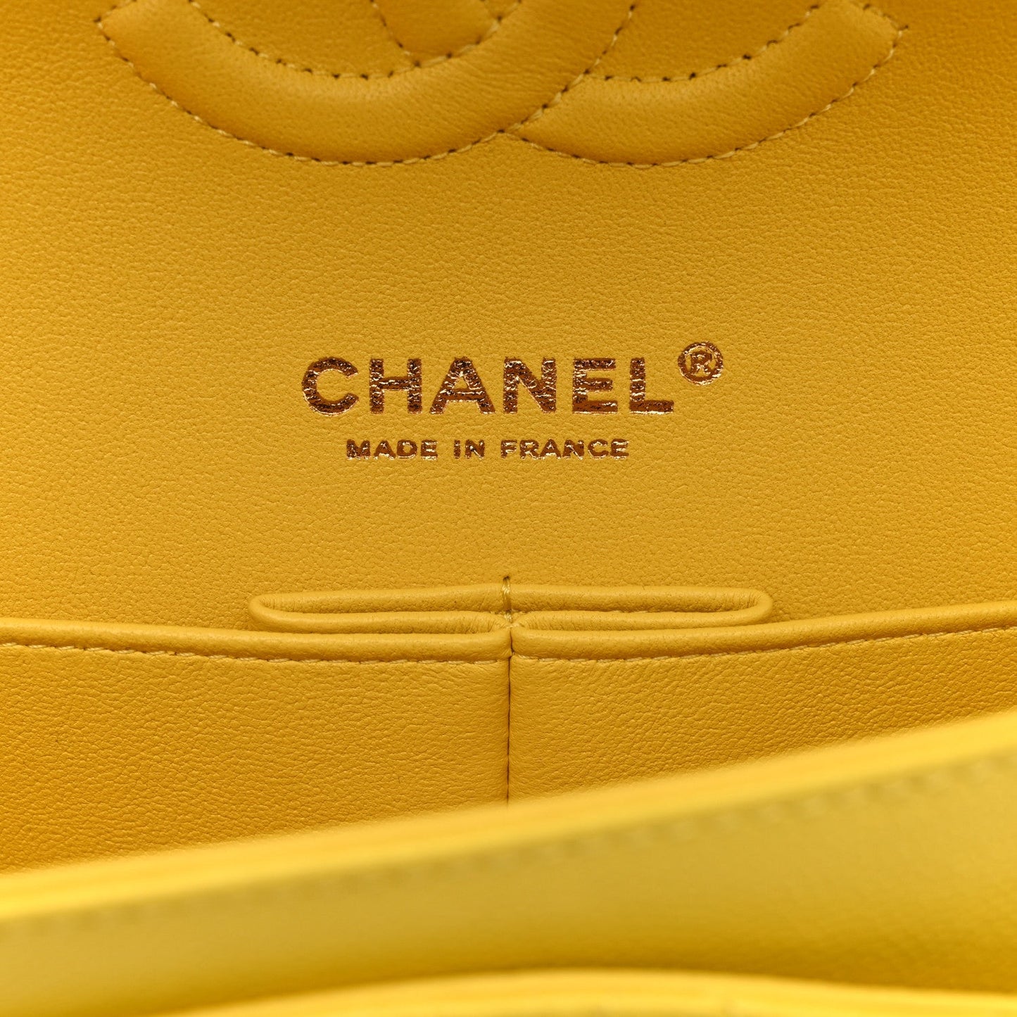 Caviar Quilted Medium Double Flap Yellow