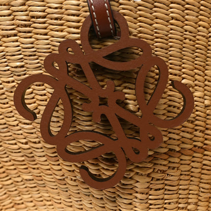 Calfskin Raffia Paulas Ibiza Small Shell Basket Tote Bag Natural Tan