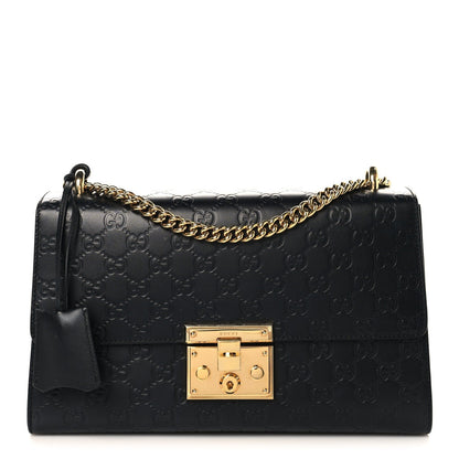 Guccissima Medium Padlock Shoulder Bag Black