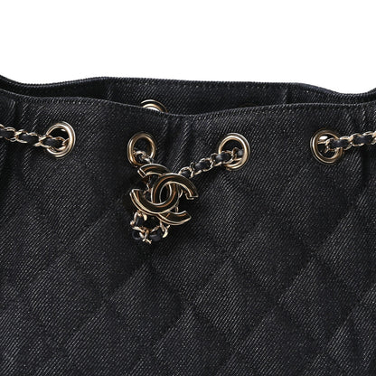 Denim Quilted Mini Chanel 25 Handbag Dark Blue
