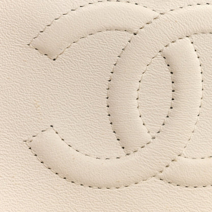 Caviar Quilted Medium Double Flap White