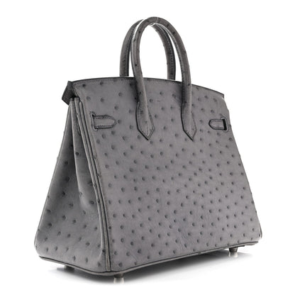 Ostrich Birkin 25 Gris Agate