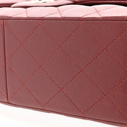 Caviar Quilted Jumbo Double Flap Dark Red
