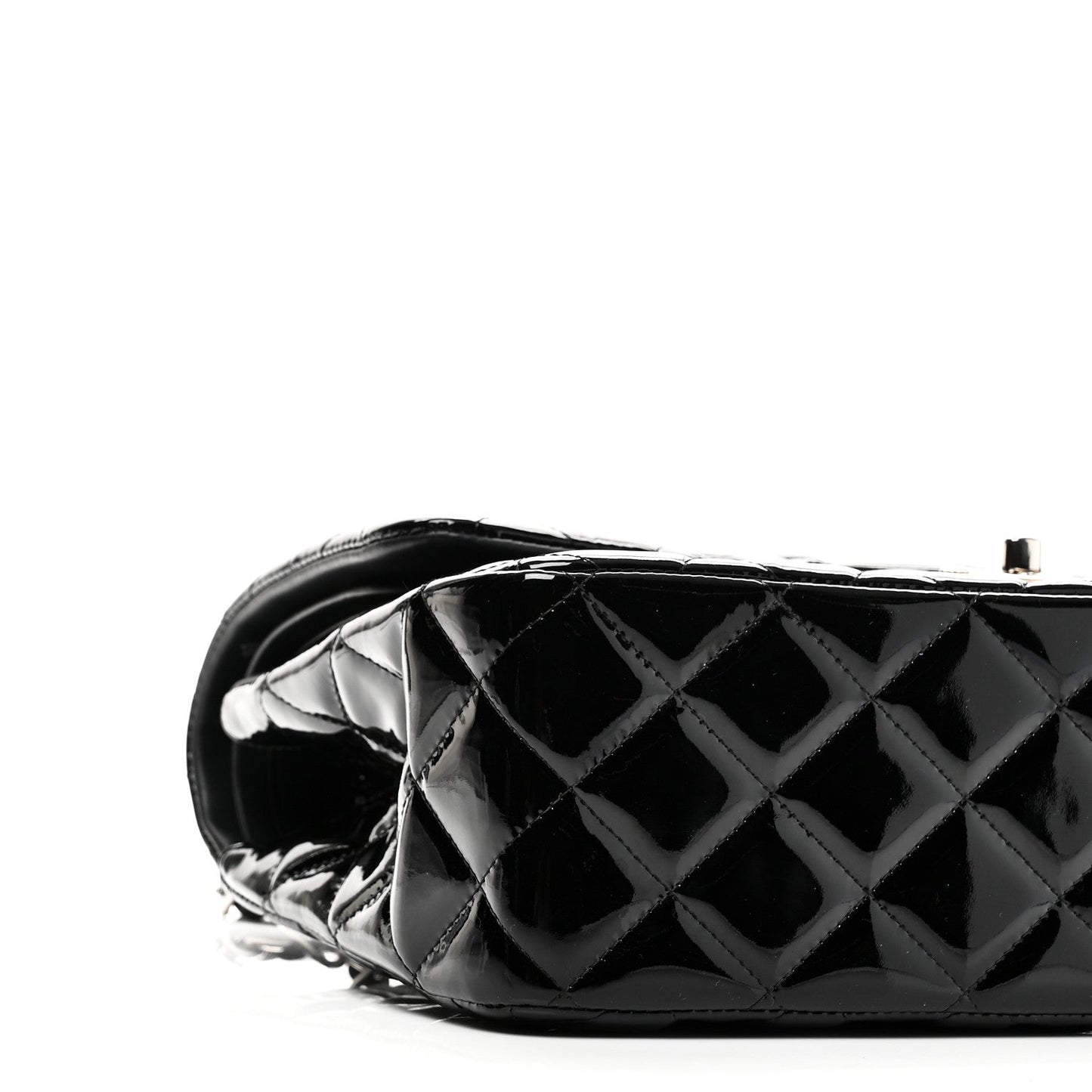 Patent Quilted Jumbo Double Flap Black