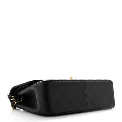 Caviar Quilted Jumbo Double Flap Black